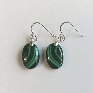 Malachite Gemstone Earrings with 925 Sterling Silver Findings